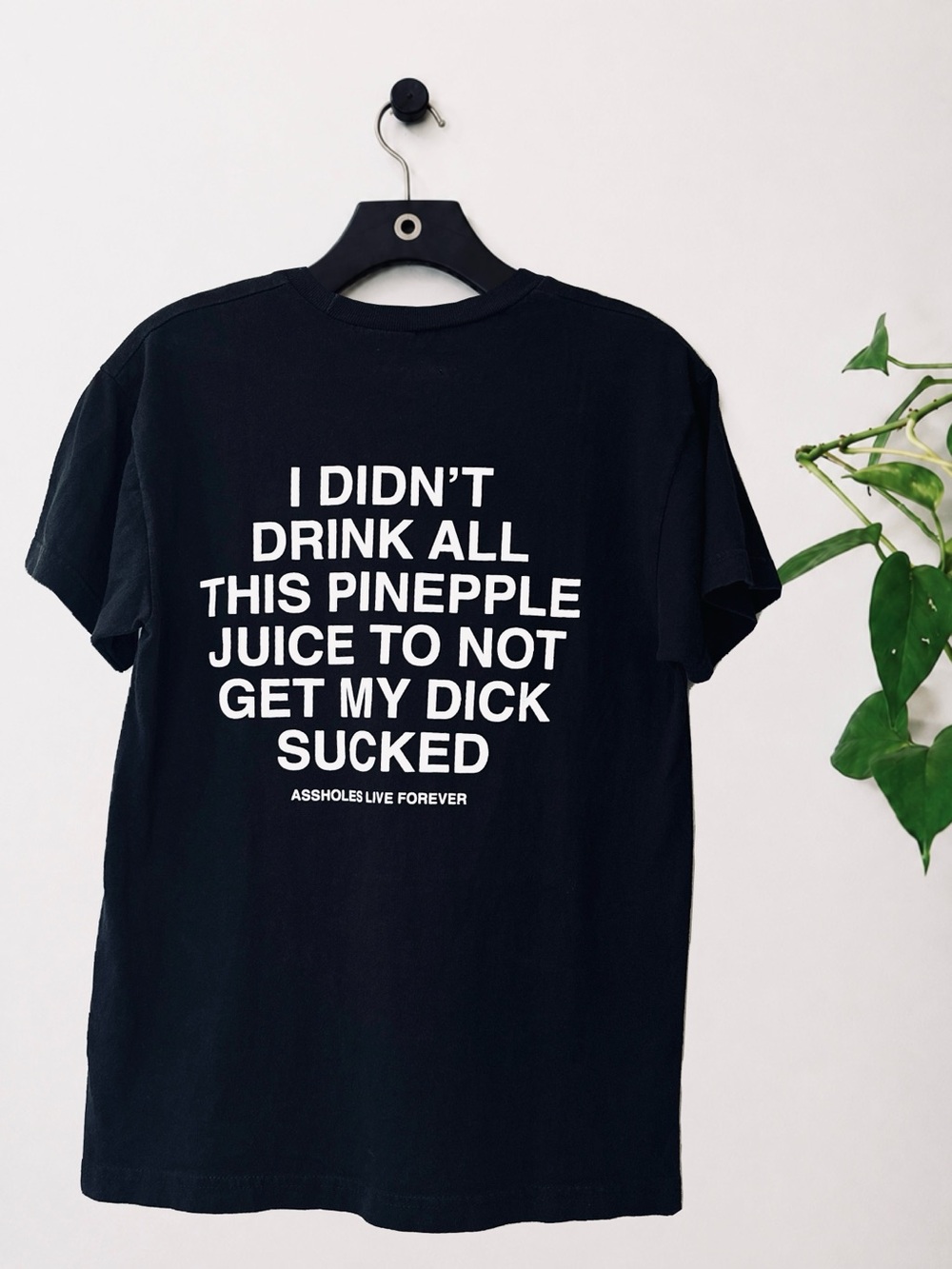 Assholes Live Forever Pineapple Juice Men’s Medium Black Graphic T-Shirt ALF
